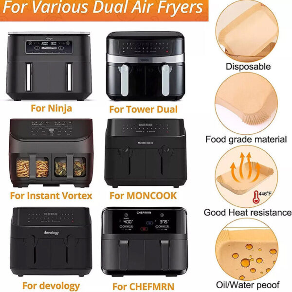 300x Air Fryer Liners Disposable Paper Liners Non Stick Parchment For Dual - Image 3