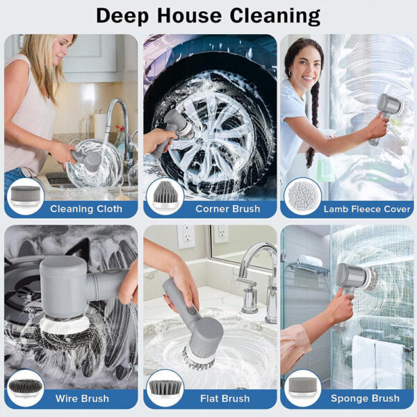 Rechargeable Electric Cordless Cleaning Brush Spin Scrubber Turbo Scrub Cleaner - Image 7