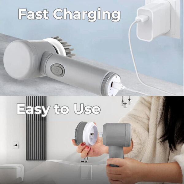 Rechargeable Electric Cordless Cleaning Brush Spin Scrubber Turbo Scrub Cleaner - Image 2