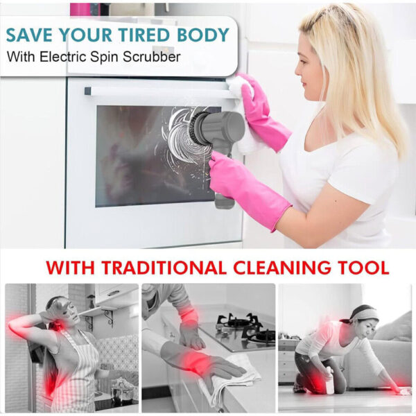 Rechargeable Electric Cordless Cleaning Brush Spin Scrubber Turbo Scrub Cleaner - Image 3