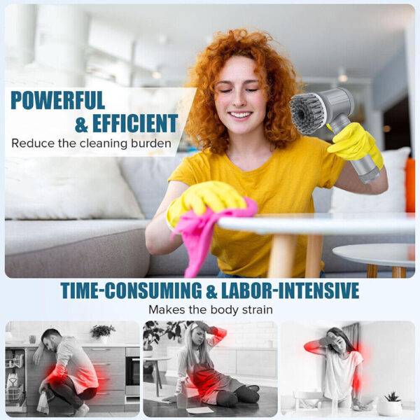 Rechargeable Electric Cordless Cleaning Brush Spin Scrubber Turbo Scrub Cleaner - Image 9