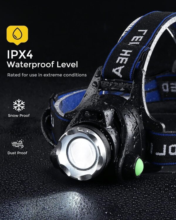 T6 Headlamp Rechargeable 350000LM LED Zoom Headlight Head Torch USB Line - Image 9