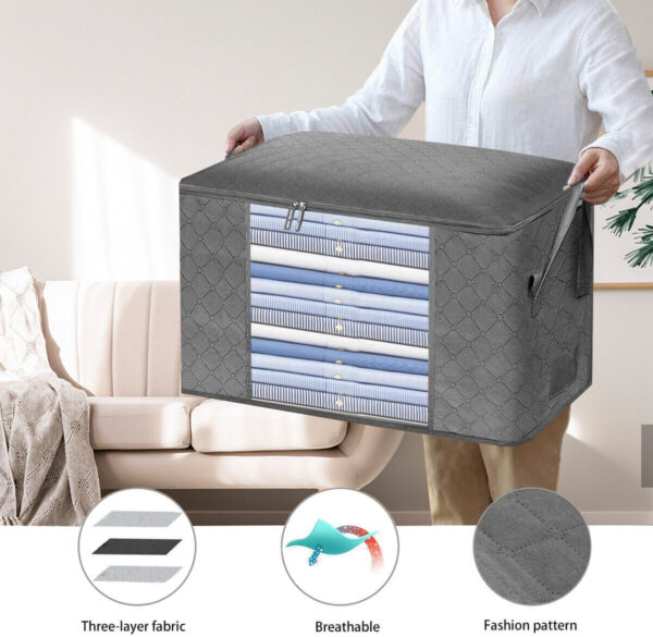 4Pcs Clothes Storage Bags Zipped Organiser Underbed Wardrobe Cube Closet Boxes - Image 2