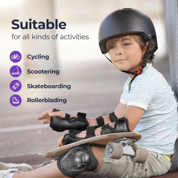 Kids Helmet For 3-12 Years Old Helmet And Knee Pads Set Adjustable Elbow & Wrist - Image 7