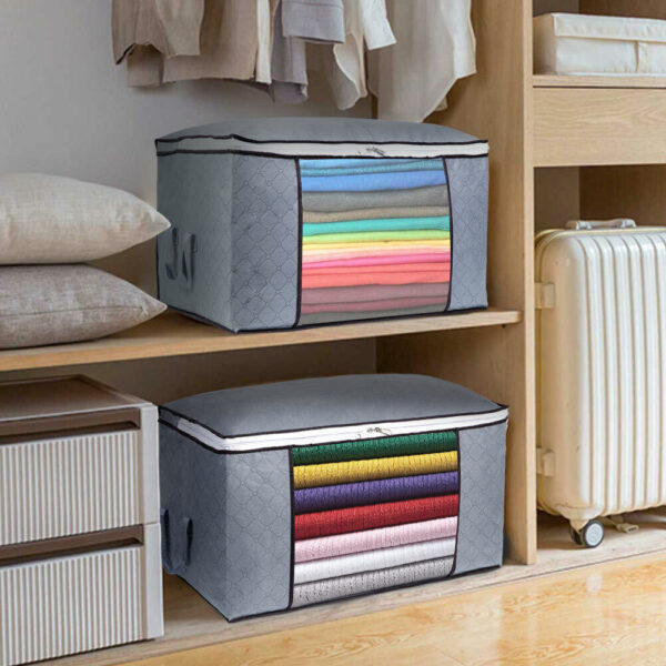 4Pcs Clothes Storage Bags Zipped Organiser Underbed Wardrobe Cube Closet Boxes - Image 3