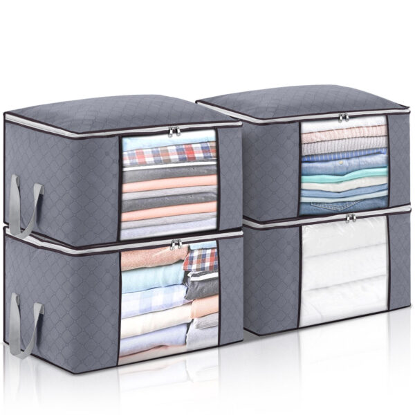 4Pcs Clothes Storage Bags Zipped Organiser Underbed Wardrobe Cube Closet Boxes