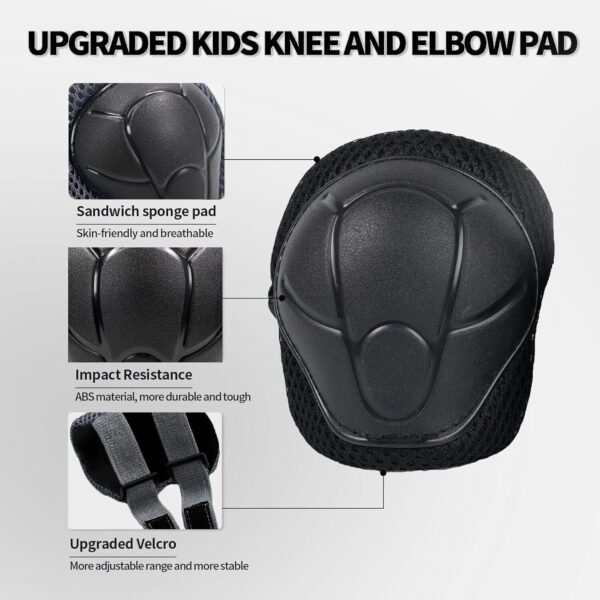 Kids Helmet For 3-12 Years Old Helmet And Knee Pads Set Adjustable Elbow & Wrist - Image 2