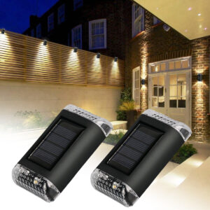 2Pcs Solar Powered Wall Lights Led Super Bright Door Fence Outdoor Garden Lamp White Light
