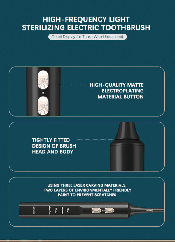 Caredite Newest Travel Electronic Toothbrush With Ultraviolet Disinfection Function Case Suit, 4 Cleaning Modes With 3 Power Model, 45 Days Long Lasting Battery Life - Image 4