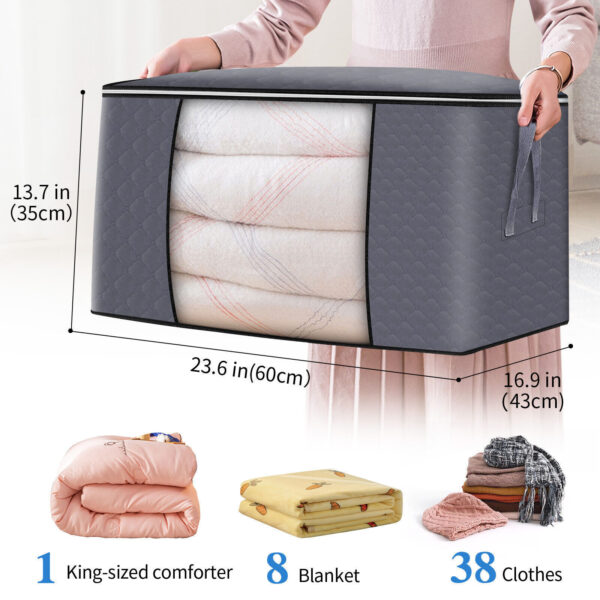 4Pcs Clothes Storage Bags Zipped Organiser Underbed Wardrobe Cube Closet Boxes - Image 5