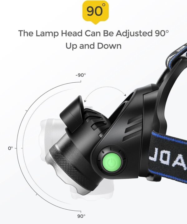 T6 Headlamp Rechargeable 350000LM LED Zoom Headlight Head Torch USB Line - Image 5
