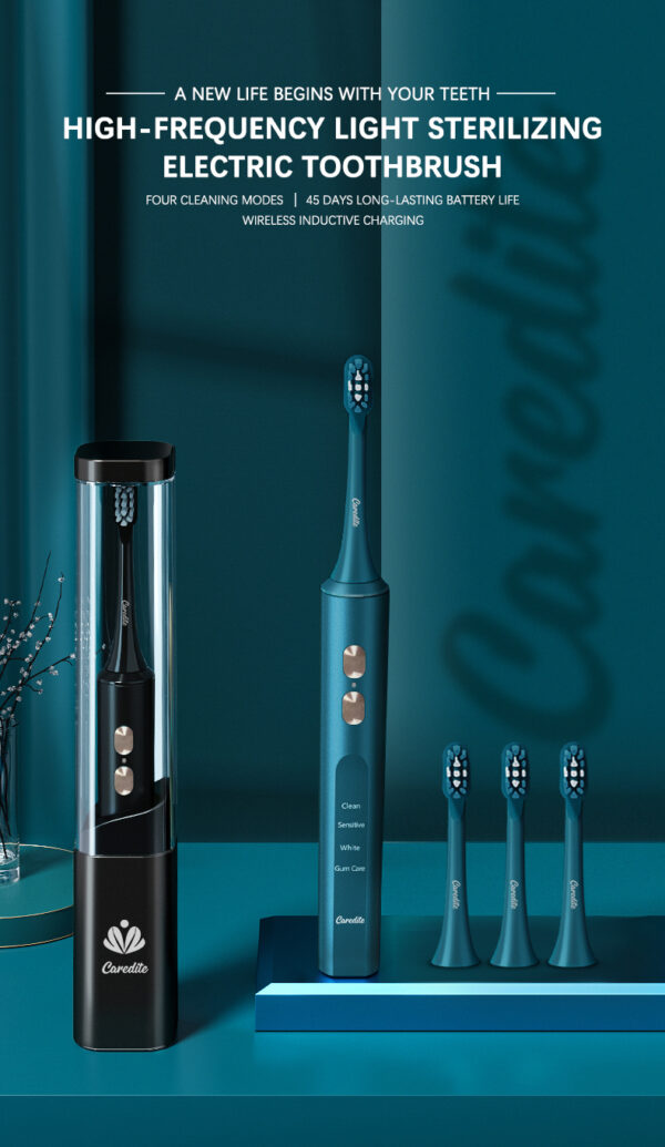Caredite Newest Travel Electronic Toothbrush With Ultraviolet Disinfection Function Case Suit, 4 Cleaning Modes With 3 Power Model, 45 Days Long Lasting Battery Life - Image 9