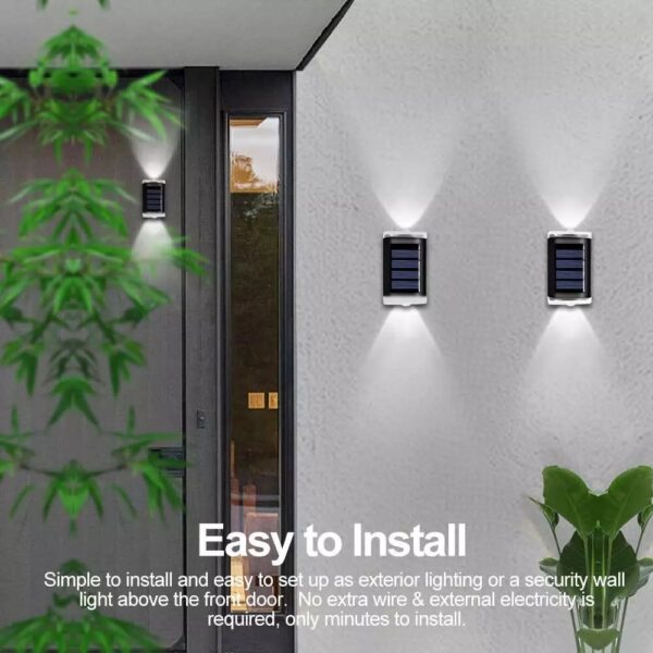 2Pcs Solar Powered Wall Lights Led Super Bright Door Fence Outdoor Garden Lamp White Light - Image 8