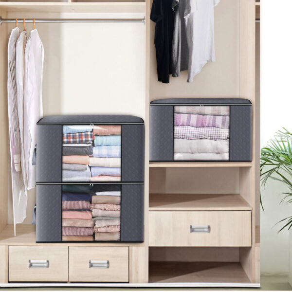4Pcs Clothes Storage Bags Zipped Organiser Underbed Wardrobe Cube Closet Boxes - Image 4