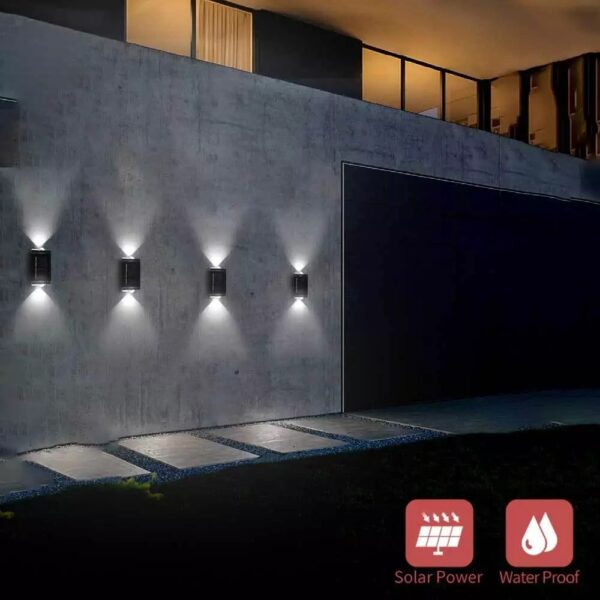 2Pcs Solar Powered Wall Lights Led Super Bright Door Fence Outdoor Garden Lamp White Light - Image 3